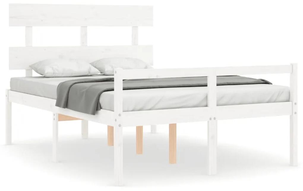3195332 vidaXL Cadru de pat senior cu tăblie, 140x190 cm, alb, lemn masiv