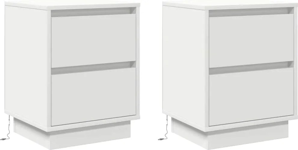 vidaXL Dulap de noapte 2 pcs Alb 39 x 34,5 x 50 cm Lemn compozit