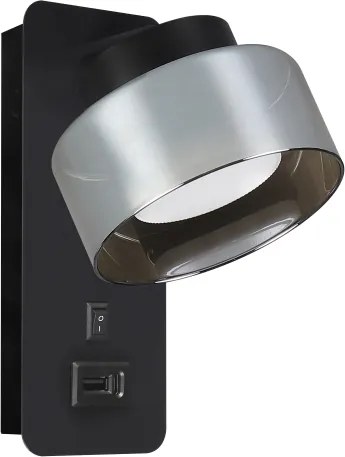 Brilagi - LED Lampă de perete AURA LUX cu port USB 1xGX53/30W/230V, negru/fumuriu