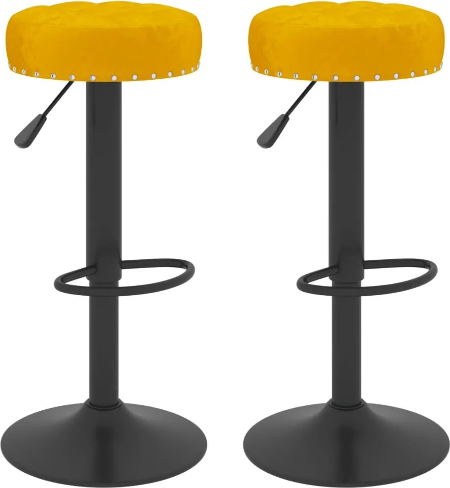 vidaXL Scaune de bar, 2 buc., galben muștar, catifea
