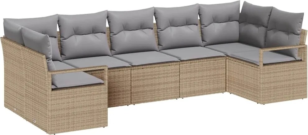 vidaXL Set de canapele pentru grădină 7 pcs Beige și gri deschis