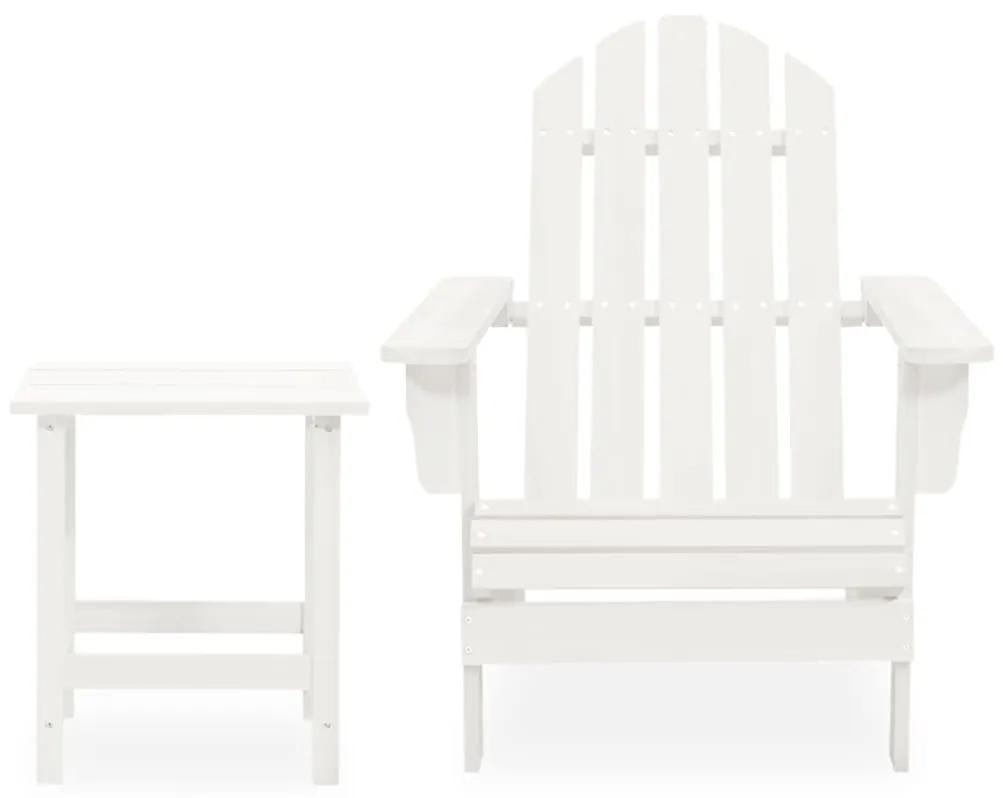 315919 vidaXL Scaun de grădină Adirondack cu masă, alb, lemn masiv de brad