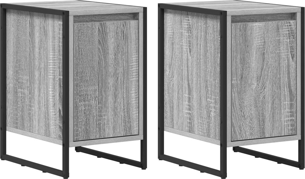 vidaXL Noptieră 2 pcs Gri Sonoma 39,5 x 30 x 50 cm Lemn compozit