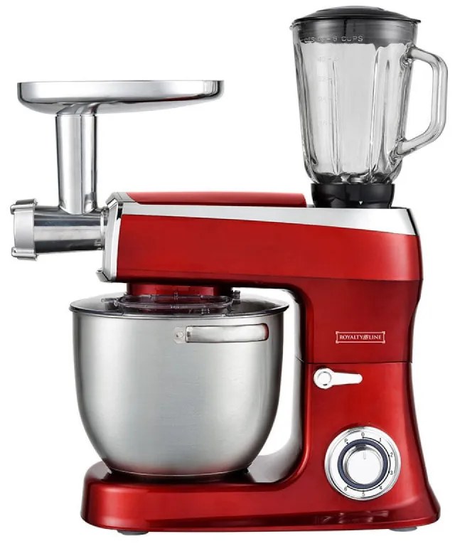 Robot de bucatarie 3in1 Royalty Line RL-PKM2100BG, 2100W, 7.5 L, Blender, Mixer Planetar, Masina de tocat, Rosu