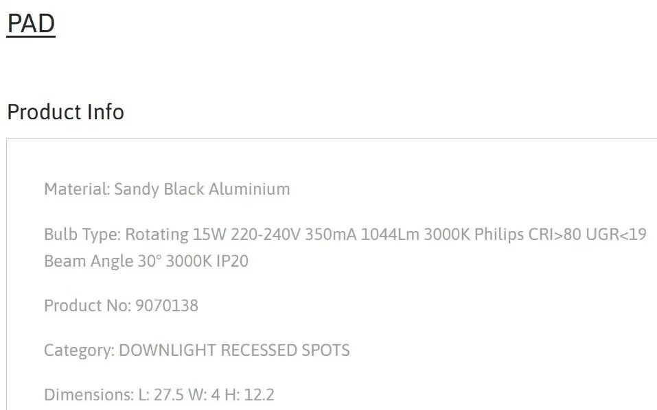 Spot LED aplicat ajustabil PAD 15W negru