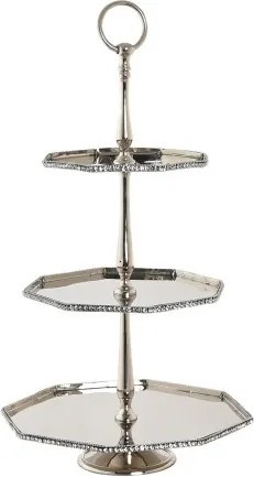 Suport argintiu din aluminiu cu 3 nivele, 28×28×47 cm, „Silver"
