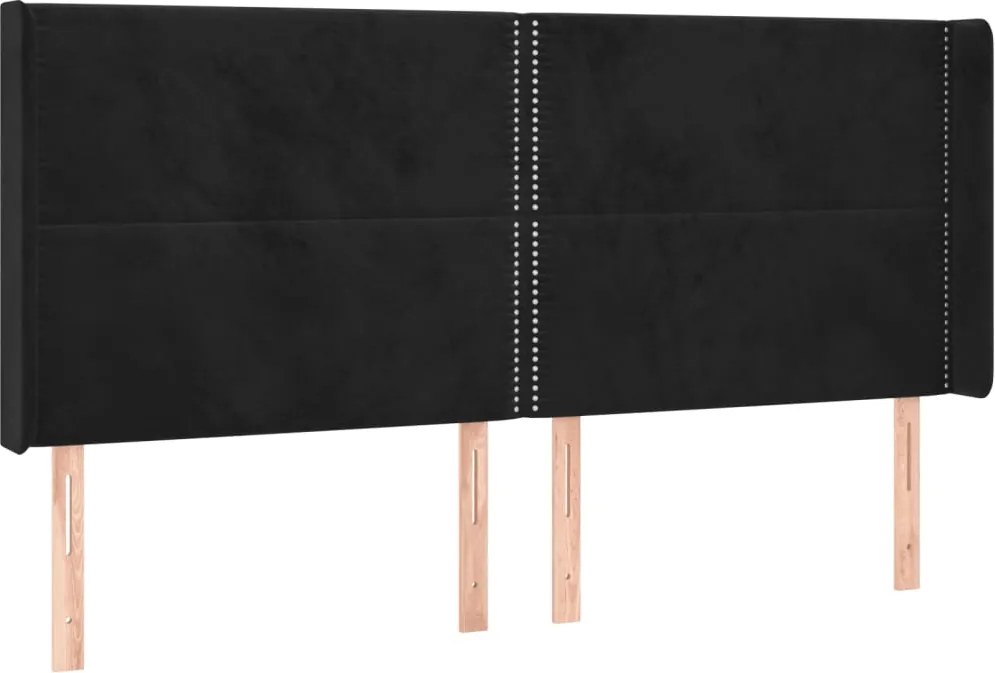 vidaXL Tăblie de pat cu aripioare, negru, 203x16x118/128 cm, catifea