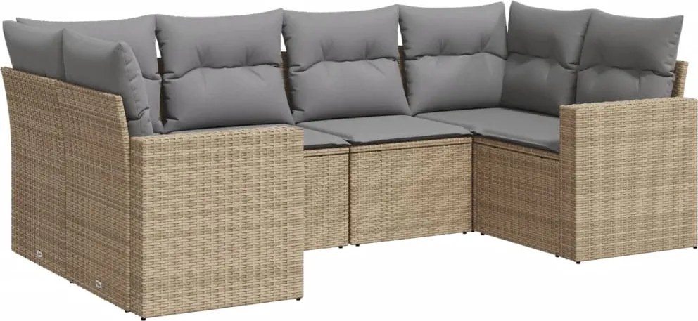 vidaXL Set canapele de grădină cu perne, 6 piese, bej, poliratan