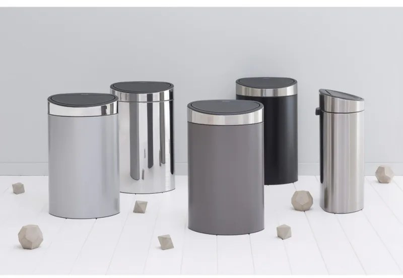 Cos de gunoi Brabantia Touch Bin New 650528, 40 L, Inchidere silentioasa si lina, Spate plat, Inox mat