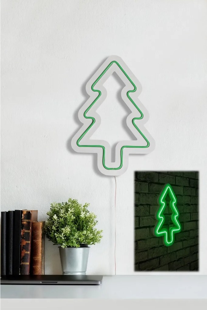 Decoratiune luminoasa LED de perete Christmas Pine Verde 21x30x2 cm