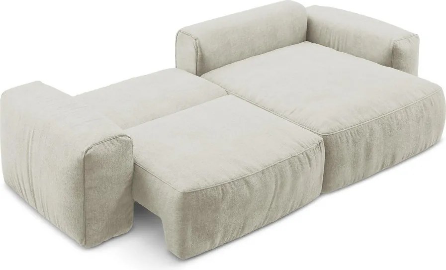 Colțar bej extensibil cu tapițerie din chenille (cu colț pe partea dreaptă/cu șezlong) Kuki – Makamii