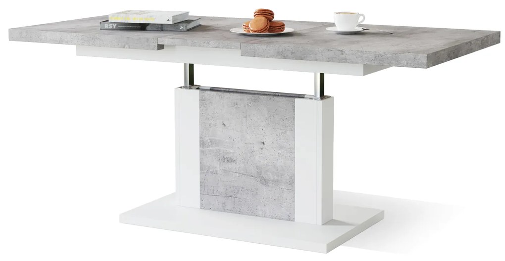Mazzoni ORION Beton Millennium/Alb Mat - MĂSUȚĂ DE CAFEA EXTENSIBILĂ MODERNĂ