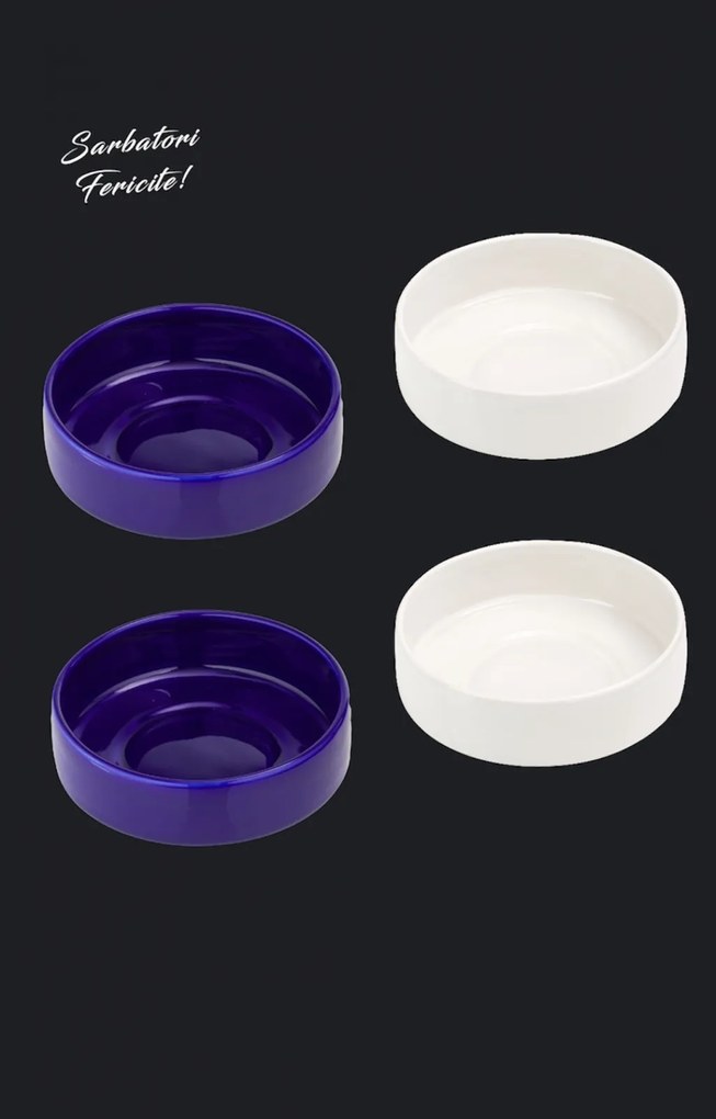 Set Cadou 4 Boluri Japan (2 Boluri Alb Casablanca 400ml + 2 Boluri Arhitect Cobalt 400ml)