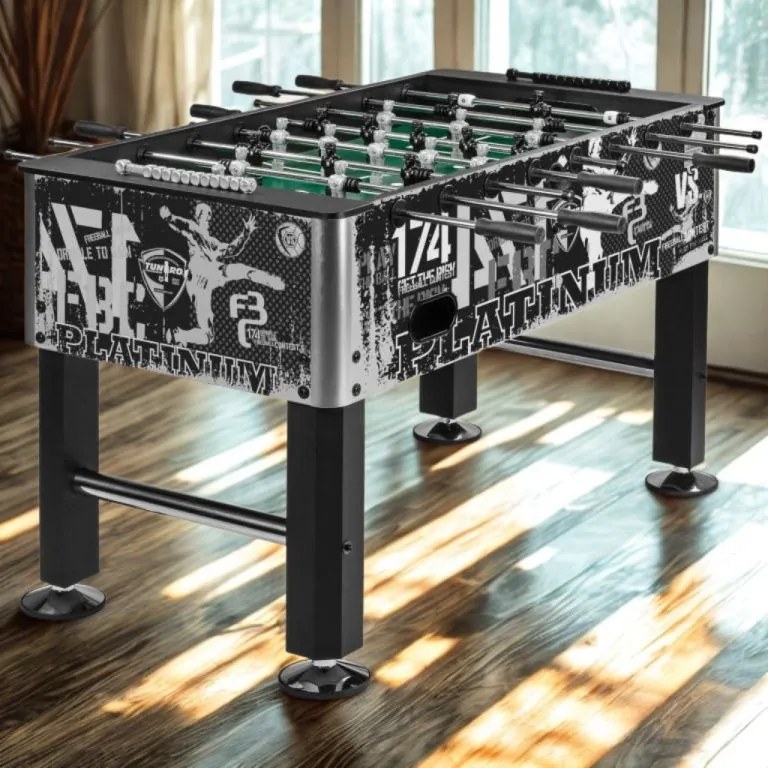 Masă de fotbal TUNIRO BASIC, 75 kg, albă-neagră