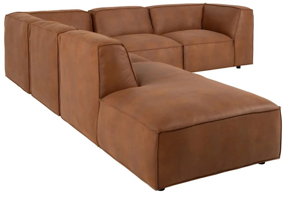 Colțar maro coniac cu tapițerie din imitație de piele (colț stânga) Fairfield Kentucky – Bonami Selection