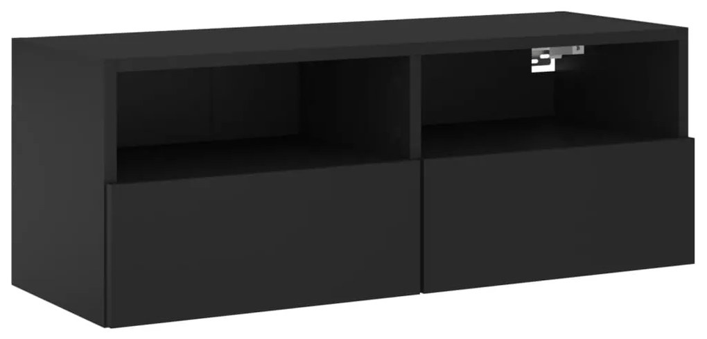 836870 vidaXL Comode TV de perete, negru, 80x30x30 cm, lemn prelucrat
