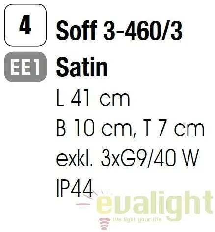 Aplica de perete pentru baie IP44 Tea Soff 3-460/3 satin OR