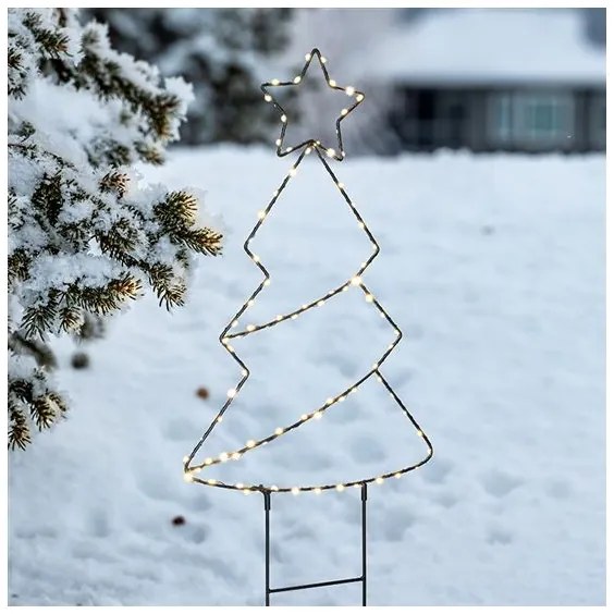 Solight 1V290 - Decorațiune LED de exterior pentru Crăciun, 85 LED, 3xAA, IP44, lumină caldă, în formă de brad