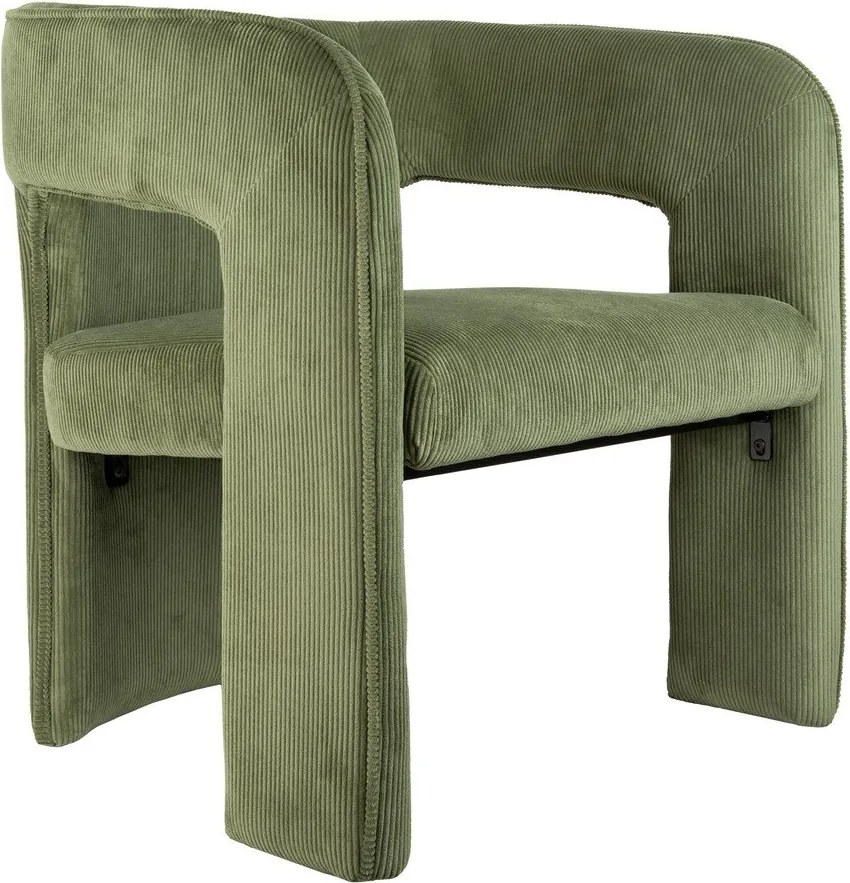 Fotoliu verde cu tapițerie din catifea reiată Vigor – Leitmotiv