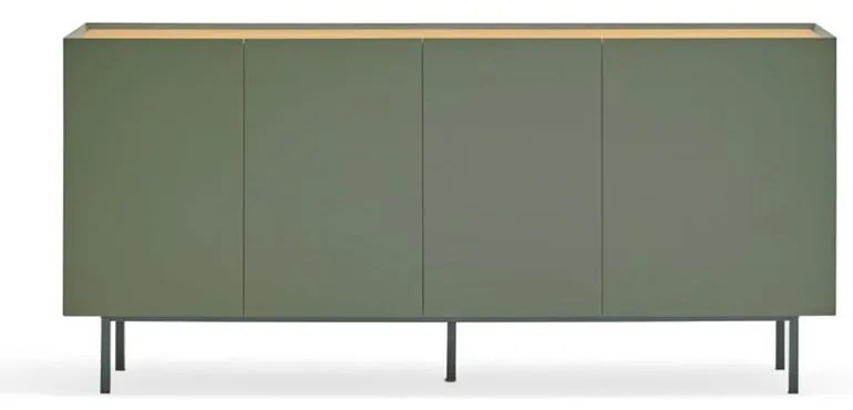 Comodă verde/în culoare naturală joasă cu aspect de lemn de stejar 165x78 cm Arista – Teulat