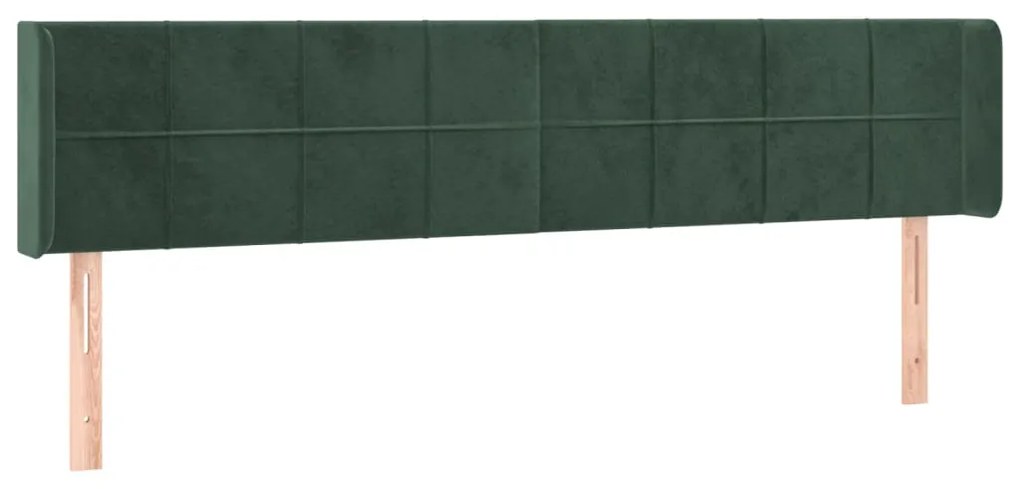 3118825 vidaXL Tăblie de pat cu aripioare verde închis 163x16x78/88 cm catifea