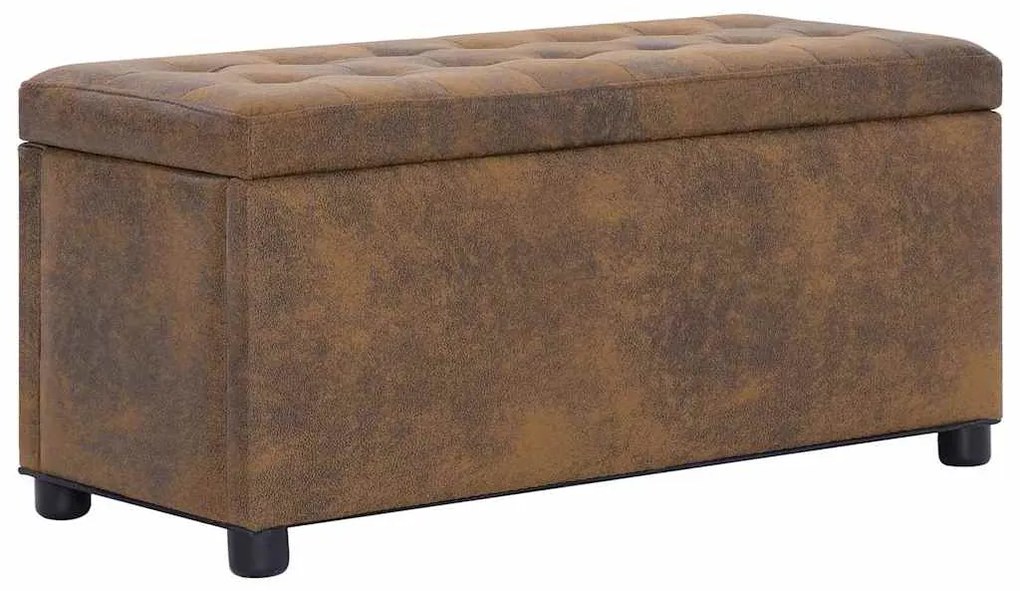 vidaXL Taburet de depozitare, maro, 87,5 cm, piele întoarsă ecologică
