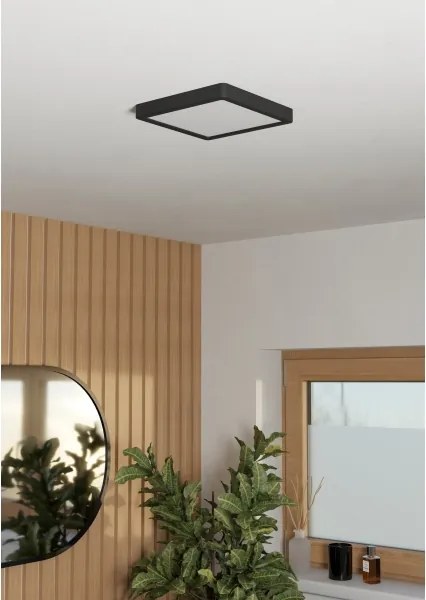 Eglo 901329 - Plafonieră LED FUEVA pentru baie, 10,5 W, 230 V, 22 x 22 cm, IP44, neagră