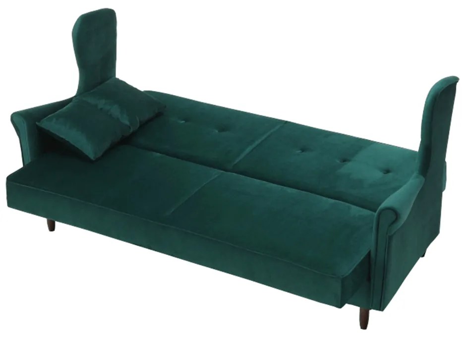 Canapea extensibilă, material textil verde, COLUMBUS