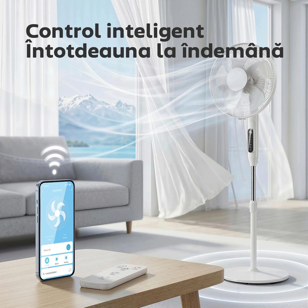 HOMCOM Ventilator de Podea cu Telecomandă, Ventilator Vertical, Alb | Aosom Romania