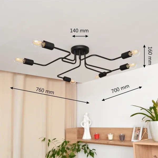 LED Lustră aplicată TUBE 6xE27/15W/230V