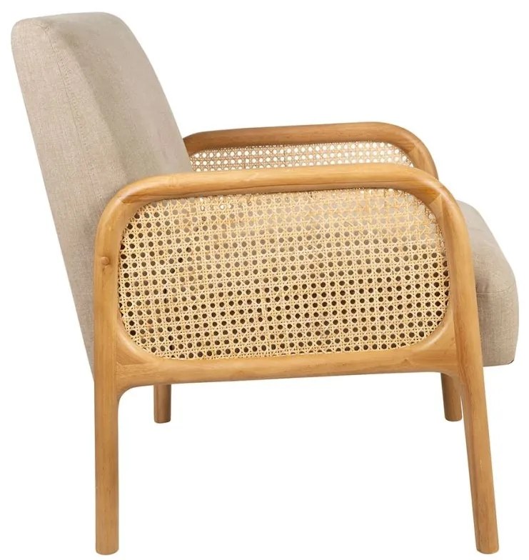 Scaun dining, bej, din lemn de cauciuc si textil, Fermin
