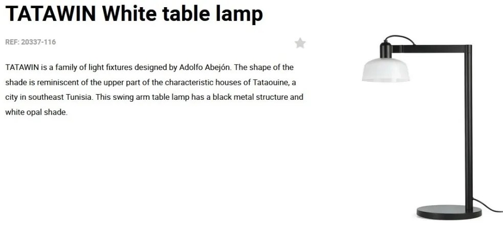 Veioza/Lampa de masa design ambiental TATAWIN alb
