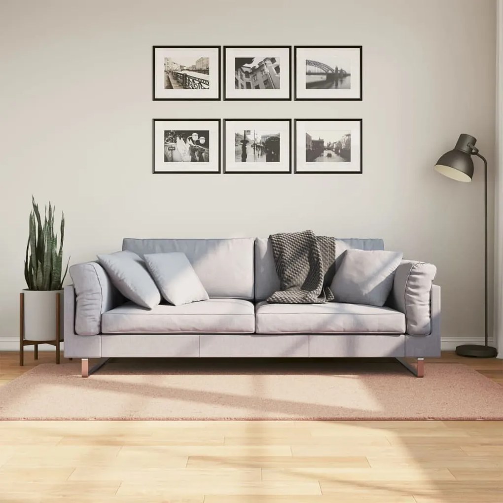 vidaXL Covor HUARTE, fir scurt, moale și lavabil, roz pudră, 100x200cm