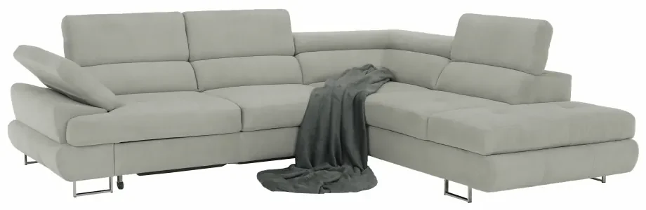 Colţar extensibil, material textil gri deschis, model dreapta, BUTON R