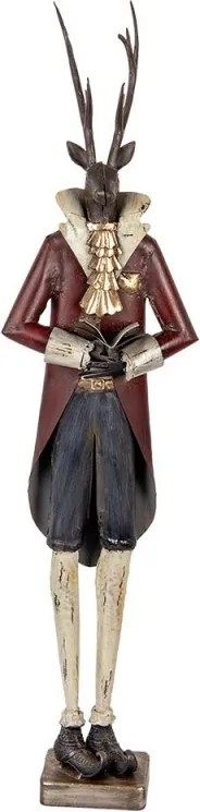 Figurină decorativă vintage cerb din metal, 19x15xH83 cm