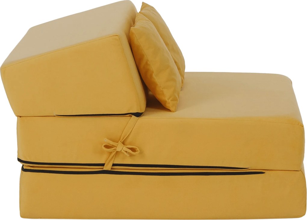 Saltea pliabilă/fotoliu extensibil, 2 in 1, galben, PELOS