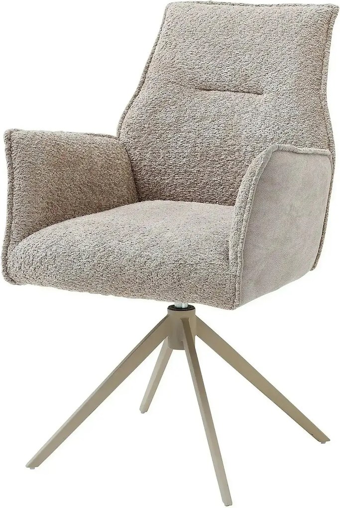 Scaun KAYLA, grej/bej, stofa buclata/stofa clasica/metal, 58x63x88 cm