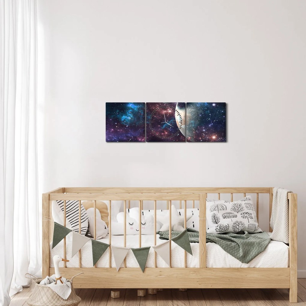 Tablou cu cosmos (cu ceas) (90x30 cm)