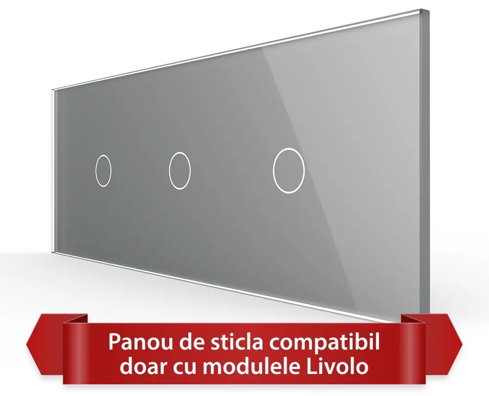 Panou Intrerupator Simplu + Simplu + Simplu cu Touch LIVOLO din Sticla, Standard Italian – 6/7M