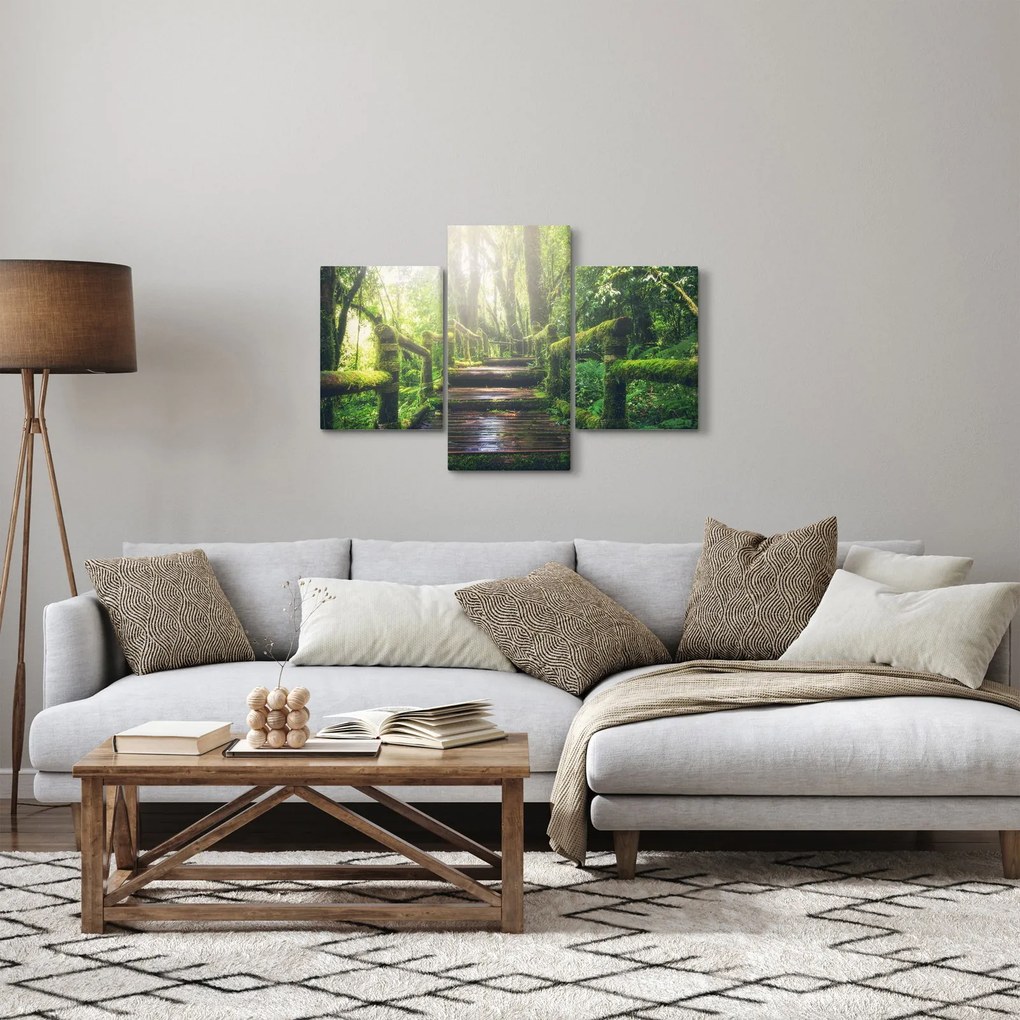 Tablou - trepte din lemn în pădure (90x60 cm)