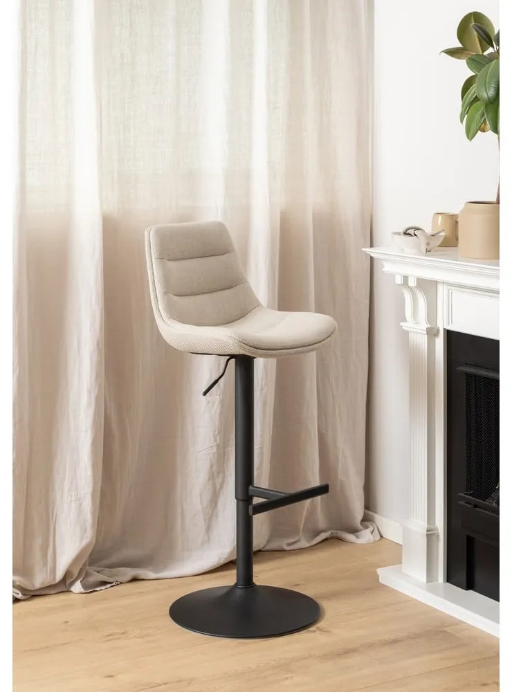 Scaun de bar negru/bej cu înălțime ajustabilă (înălțime șezut 65 cm) Adisa – Actona