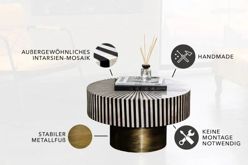 Masuta auxiliara design unicat Bone Inlay 60cm