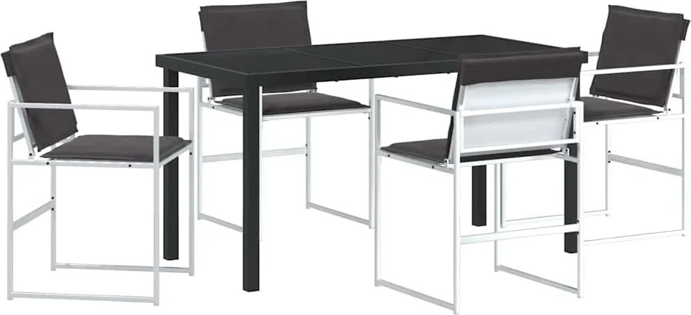 vidaXL Set de masă pentru grădină 5 pcs Alb Oțel vopsit electrostatic