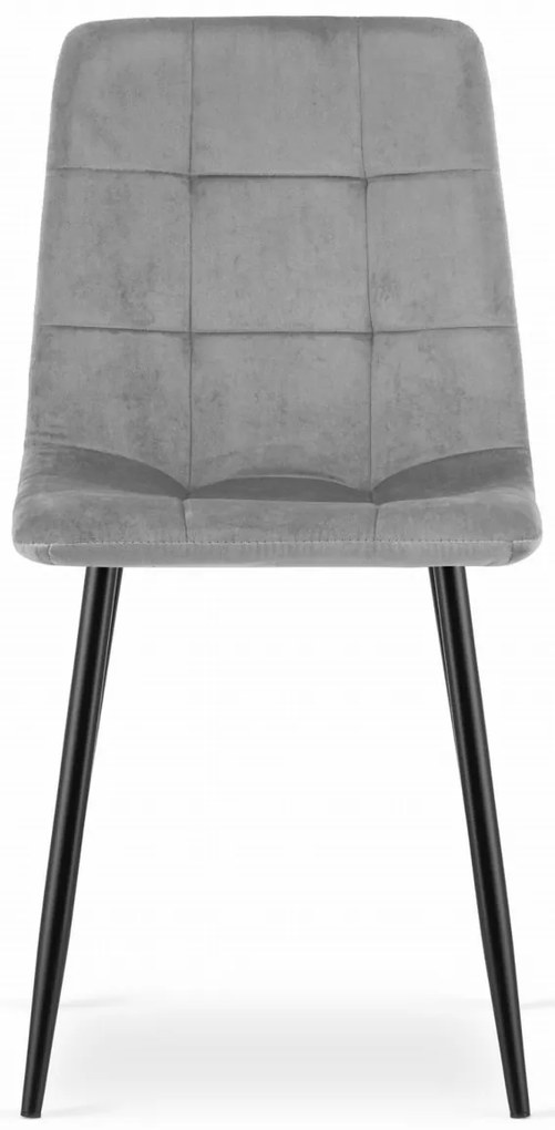 Scaun catifea gri deschis KARA cu picioare negre