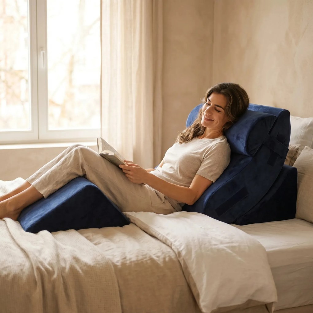 Perna ortopedica set 4 piese memory foam recuperare gravitate zero, ajustabila