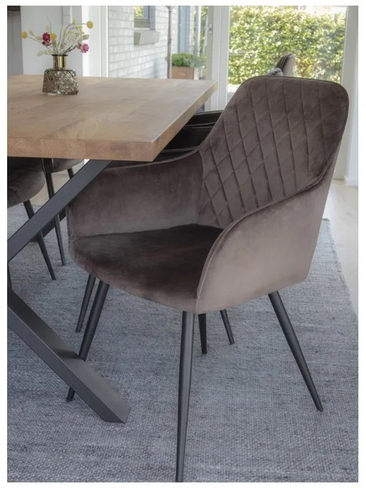 Set de scaune de sufragerie maro deschis cu cotiere 2 buc. tapițat Harbo – House Nordic