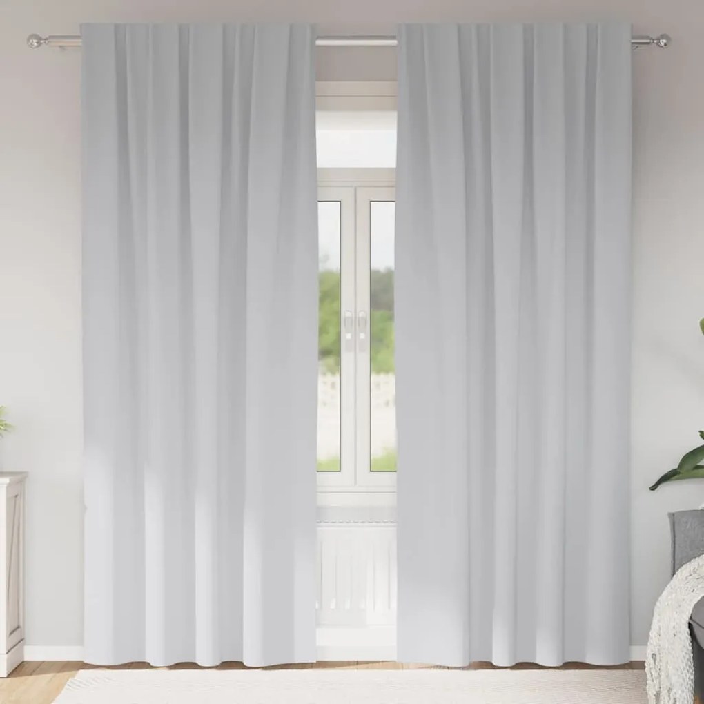 vidaXL Perdele cu perdele 2 pcs Gri deschis 225 x 140 cm Poliester