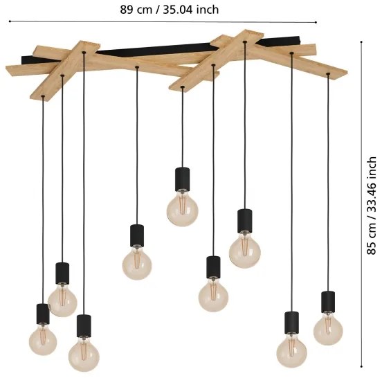 Lustră pe cablu MONMOUNT 9xE27/40W/230V Eglo 43641