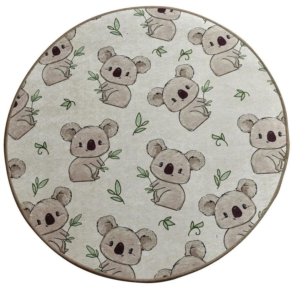 Covor de Copii Rotund Koala, Multicolor, 100x100 cm