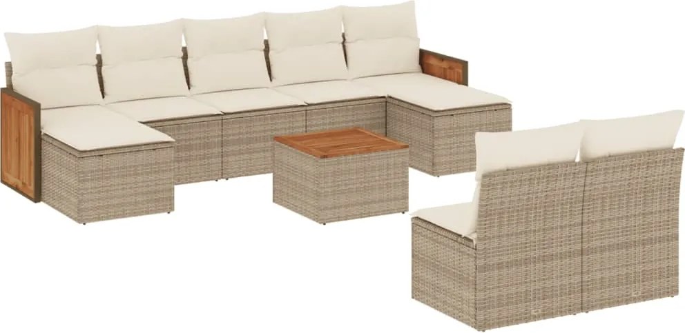 vidaXL Set canapele de grădină cu perne, 10 piese, bej, poliratan